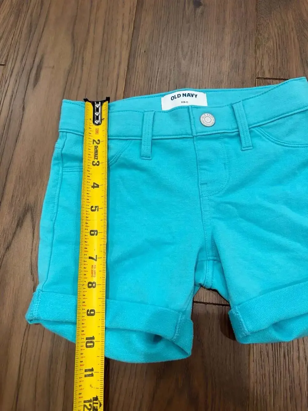 Old Navy Girls French Terry Rolled-Cuff Midi Shorts Aqua Size S (6-7)